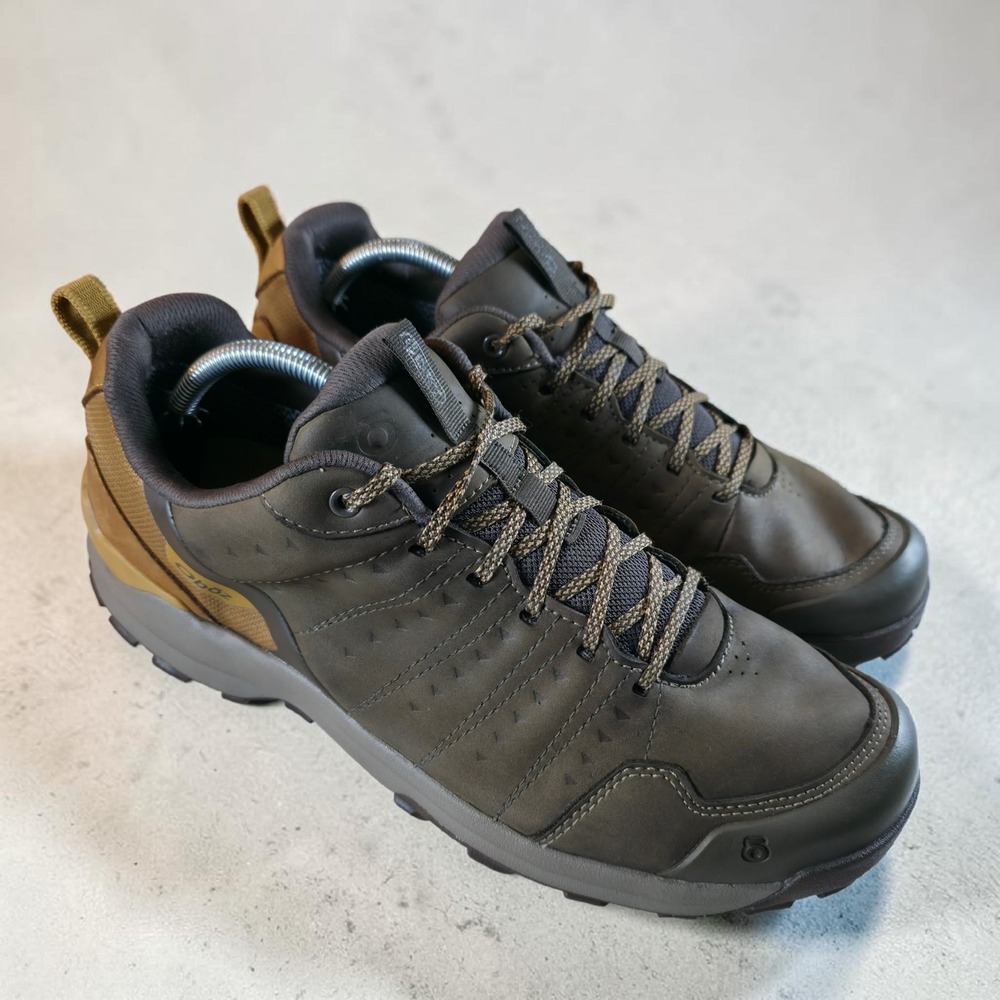 Oboz Sypes Low Leather B-DRY Men's 12 Hiking Shoes Brown Black‎ Trail Boots